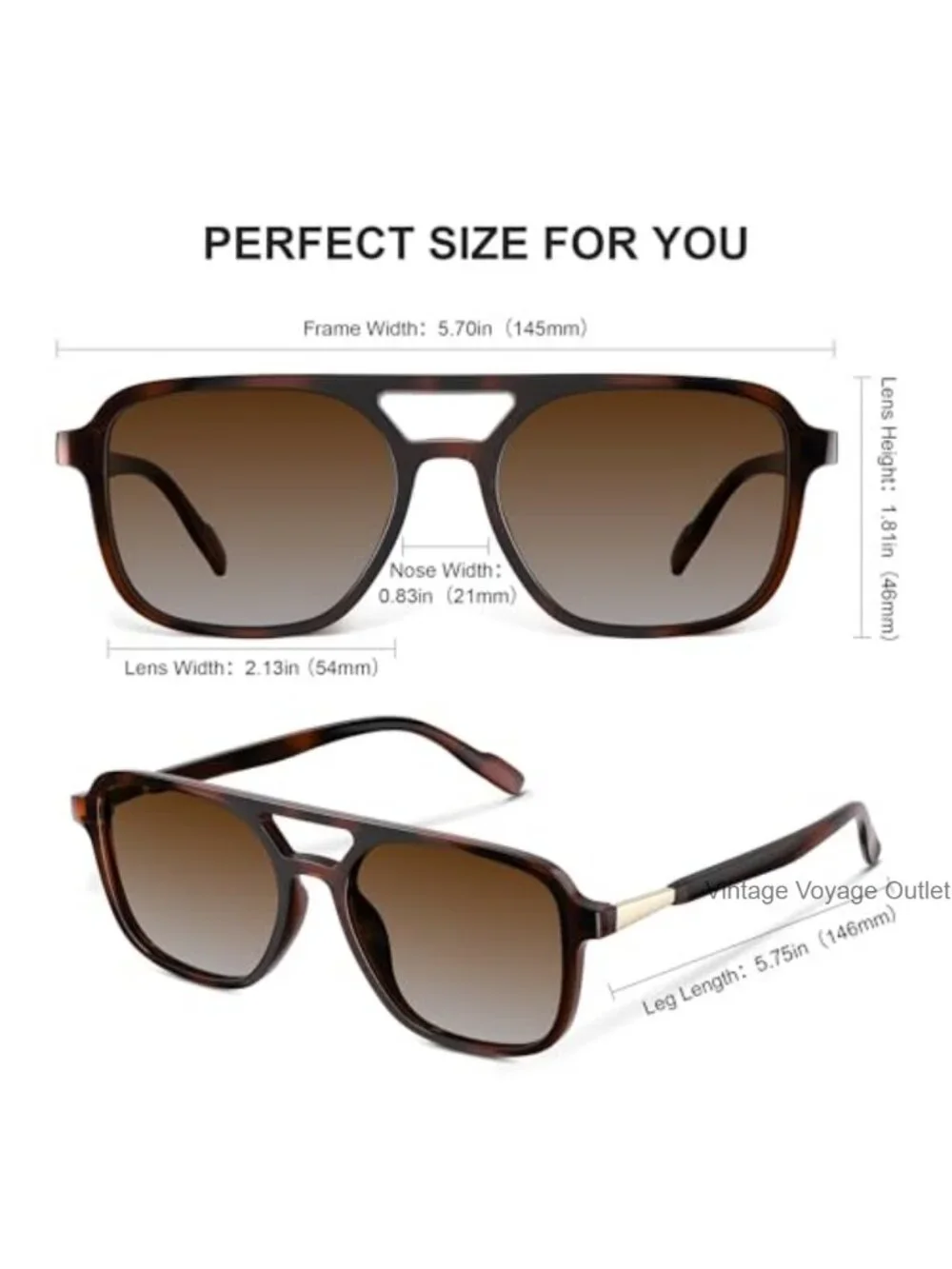Retro Aviator Sunglasses Women Men Polarized Rectangle Shades UV Protection